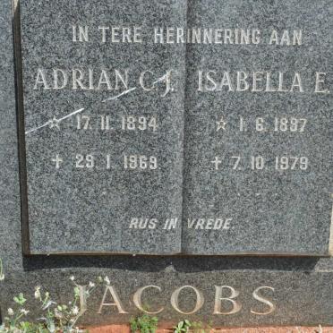 JACOBS Adrian C.J. 1894-1969 &amp; Isabella E. 1897-1979