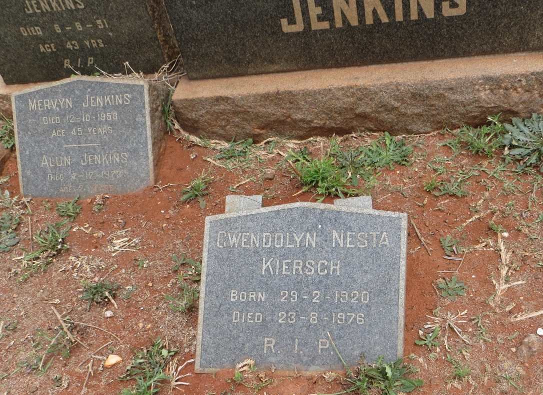 JENKINS Mervyn -1958 :: JENKINS Alun -1923 :: KIERSCH Gwendolyn Nesta 1920-1976
