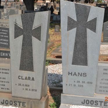 JOOSTE Hans 1930-2013 &amp; Clara 1931-1978