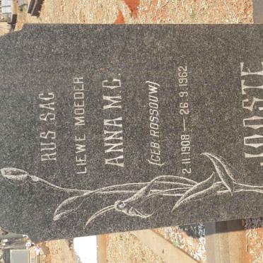 JOOSTE Anna M.C. nee ROSSOUW 1908-1962