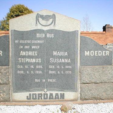 JORDAAN Andries Stephanus 1899-1956 &amp; Maria Susanna 1896-1970