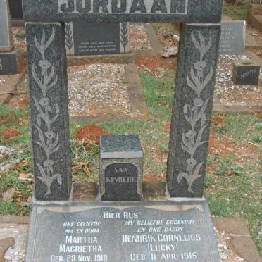 JORDAAN Hendrik Cornelius 1915-1950 &amp; Martha Magrietha 1918-2009