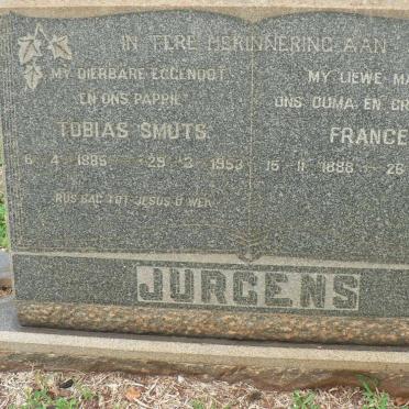 JURGENS Tobias Smuts 1885-1953 &amp; Frances 1888-1985