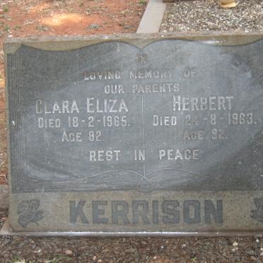 KERRISON Herbert -1963 &amp; Clara Eliza -1965