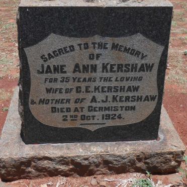 KERSHAW Charles Edward -1930 &amp; Jane Anne -1924