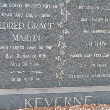 KEVERNE John -1957 &amp; Mildred Grace Martin -1981