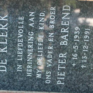 KLERK Pieter Barend, de 1939-1991