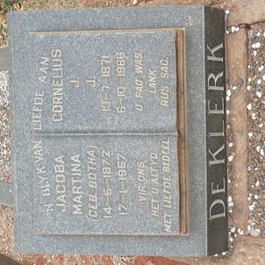 KLERK Cornelius J.J., de 1871-1966 &amp; Jacoba Martina BOTHA 1872-1957