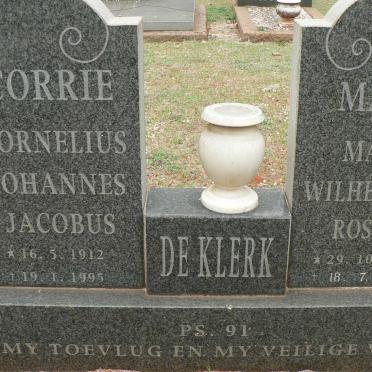 KLERK Cornelius Johannes Jacobus, de 1912-1995 &amp; Maria Wilhelmina Rosina 1909-1998