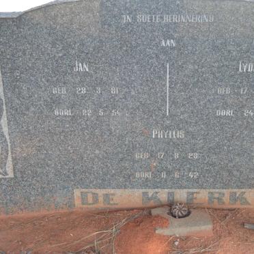 KLERK Jan, de 1881-1954 &amp; Lydia 1890-1953 :: DE KLERK Phyllis 1928-1942
