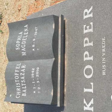 KLOPPER Christoffel Baltsazar 1942-2010 &amp; Sophia Magdelena 1947-