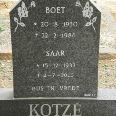 KOTZE Boet 1930-1986 &amp; Saar 1933-2013