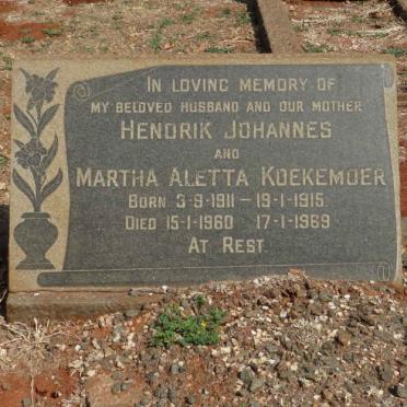 KOEKEMOER Hendrik Johannes 1911-1960 &amp; Martha Aletta 1915-1969