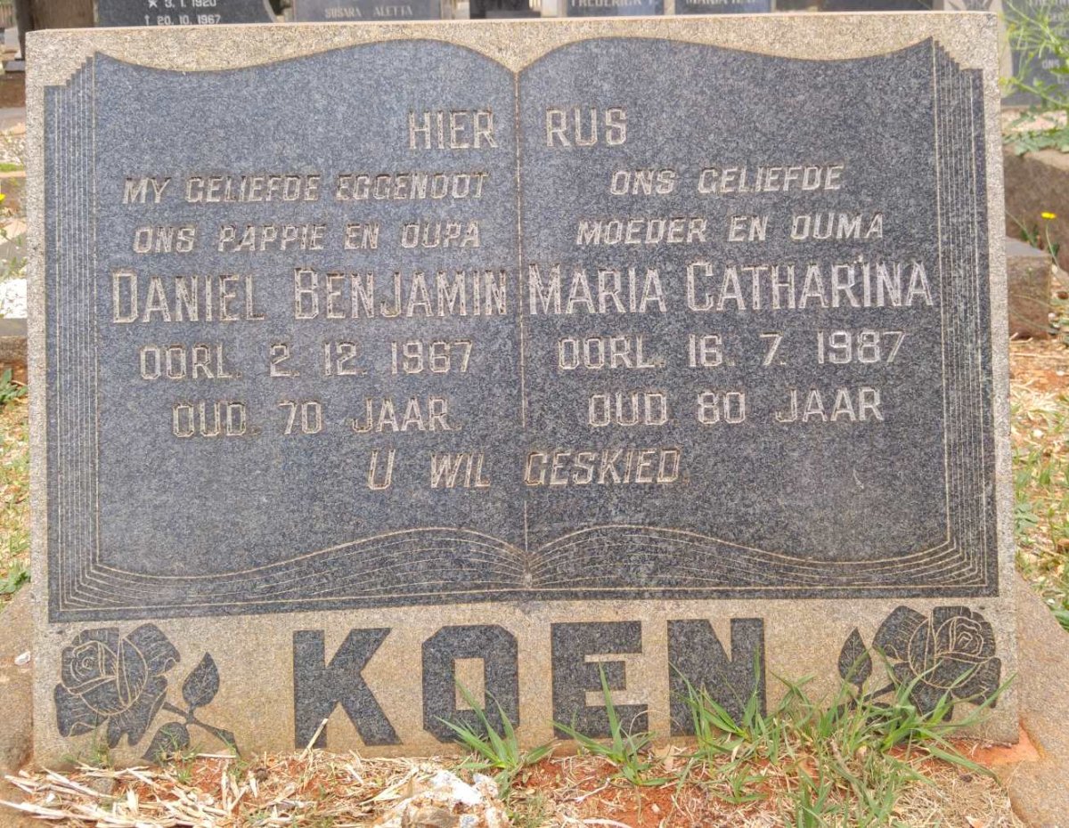 KOEN Daniel Benjamin -1967 &amp; Maria Catharina -1987
