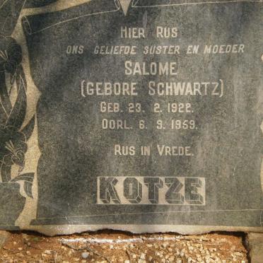 KOTZE Salome nee SCHWARTZ 1922-1959