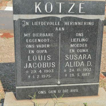 KOTZÉ Louis Jacobus 1903-1975 &amp; Susara Alida D. 1903-1987