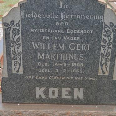 KOEN Willem Gert Marthinus 1909-1958