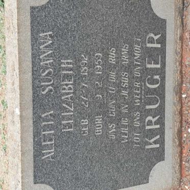 KRUGER Aletta Susanna Elizabeth 1892-1959