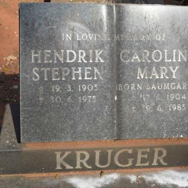 KRUGER Hendrik Stephen 1905-1975 &amp; Caroline Mary BAUMGARDT 1904-1985