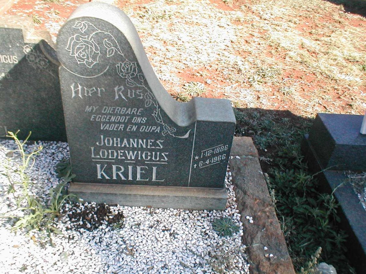 KRIEL Johannes Lodewicus 1844-1940 :: KRIEL Johannes Lodewicus 1886-1966 & Elsie Dorothea 1890-1983