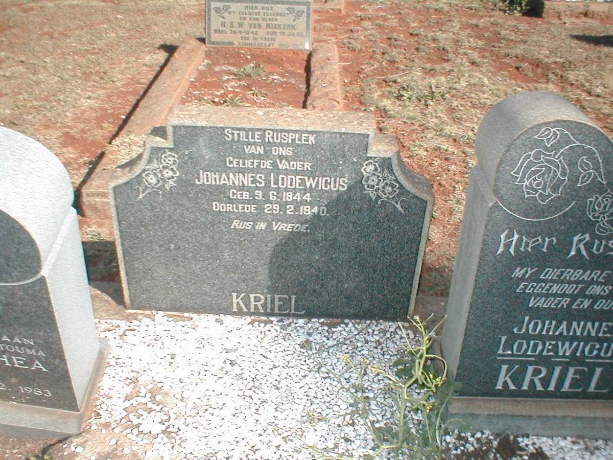 KRIEL Johannes Lodewicus 1844-1940 :: KRIEL Johannes Lodewicus 1886-1966 & Elsie Dorothea 1890-1983