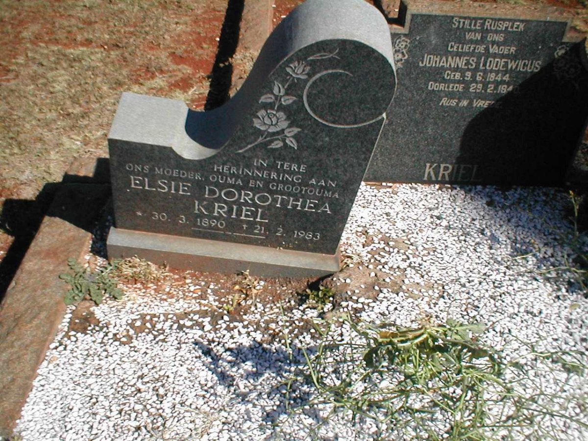 KRIEL Johannes Lodewicus 1844-1940 :: KRIEL Johannes Lodewicus 1886-1966 & Elsie Dorothea 1890-1983