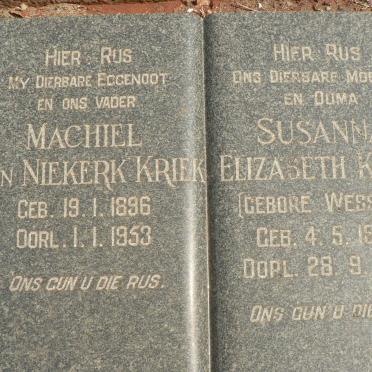 KRIEK Machiel van Niekerk 1896-1953 &amp; Susanna Elizabeth WESSELS 1894-1977