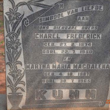 KUHN Charel Frederick 1874-1950 &amp; Martha Maria Magdalena 1887-1965