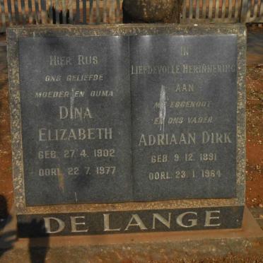 LANGE Adriaan Dirk, de 1891-1964 &amp; Dina Elizabeth 1902-1977