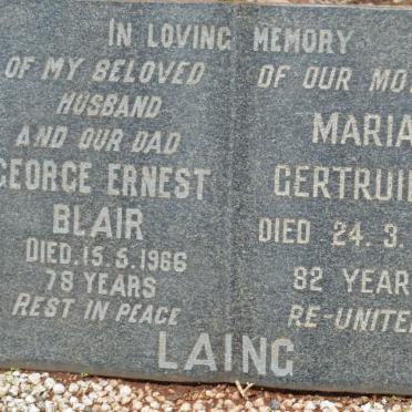 LAING George Ernest Blair -1966 &amp; Maria Gertruida -1971
