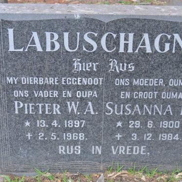 LABUSCHAGNE Pieter W.A. 1897-1968 &amp; Susanna M. 1900-1984