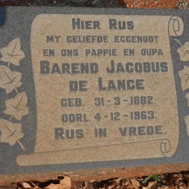 LANGE Barend Jacobus, de 1882-1963