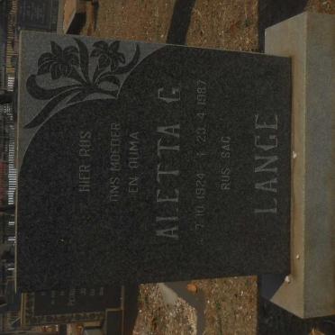 LANGE Aletta G. 1924-1987