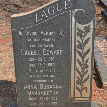 LAGUE Ernest Edward 1907-1953 &amp; Anna Susanna Margaretha 1906-1972