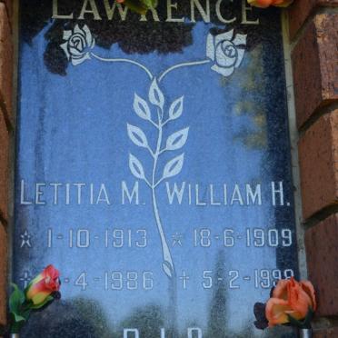 LAWRENCE William H. 1909-1998 &amp; Letitia M. 1913-1986