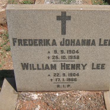 LEE William Henry 1904-1966 &amp; Frederika Johanna 1904-1958