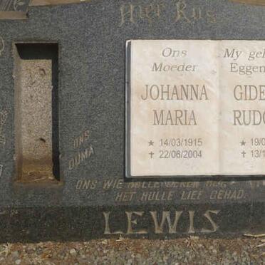 LEWIS Gideon Rudolf 1911-1965 &amp; Johanna Maria 1915-2004