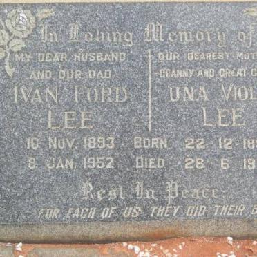 LEE Ivan Ford 1893-1952 &amp; Una Violet 1897-1975