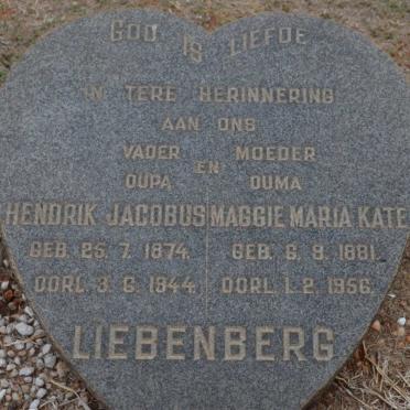 LIEBENBERG Hendrik Jacobus 1874-1944 &amp; Maggie Maria Kate 1881-1956