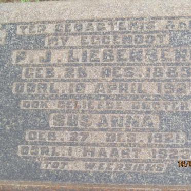 LIEBENBERG P.J. 1889-1927 :: LIEBENBERG Susanna 1921-1923