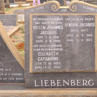 LIEBENBERG Willem Johannes Jacobus 1916-1996 &amp; Elizabeth Catharine 1920-1006 :: LIEBENBERG Hendrik Jacobus 1938-1957