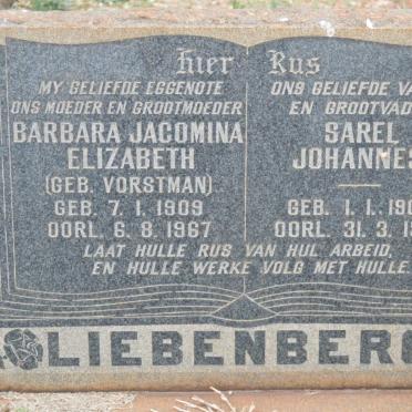 LIEBENBERG Sarel Johannes 1905-1970 &amp; Barbara Jacomina Elizabeth VORSTMAN 1909-1967