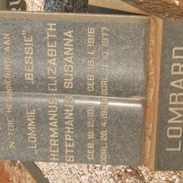 LOMBARD Hermanus Stephanus 1911-1969 &amp; Elizabeth Susanna 1918-1977