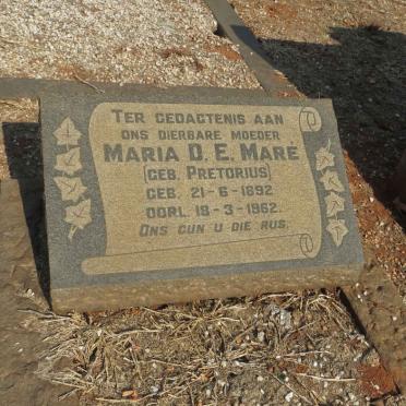 MARÉ Maria D.E. nee PRETORIUS 1892-1962