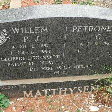MATTHYSEN Willem P.J. 1917-1993 &amp; Petronella G. 1924-