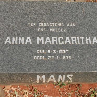 MANS Anna Margaritha 1897-1976