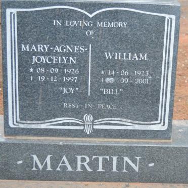 MARTIN William 1923-2001 &amp; Mary-Agnes Jocelyn 1926-1997