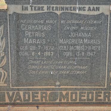 MARAIS Gerhardus Petrus 1872-1963 &amp; Johanna Margrieta JACOBS 1878-1947