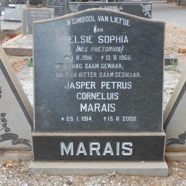 MARAIS Jasper Petrus Corneluis 1914-2000 &amp; Elsie Sophia PRETORIUS 1916-1966