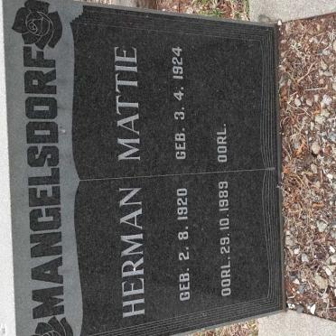 MANGELSDORF Herman 1920-1989 &amp; Mattie 1924-